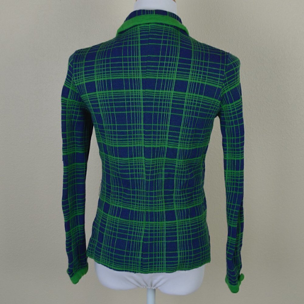 Vintage 60s 70s Knit Plaid Blazer Jacket - Picture 7 of 8
